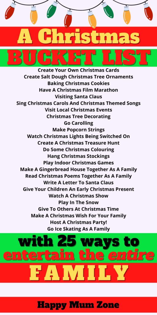 Family Christmas activities for each day