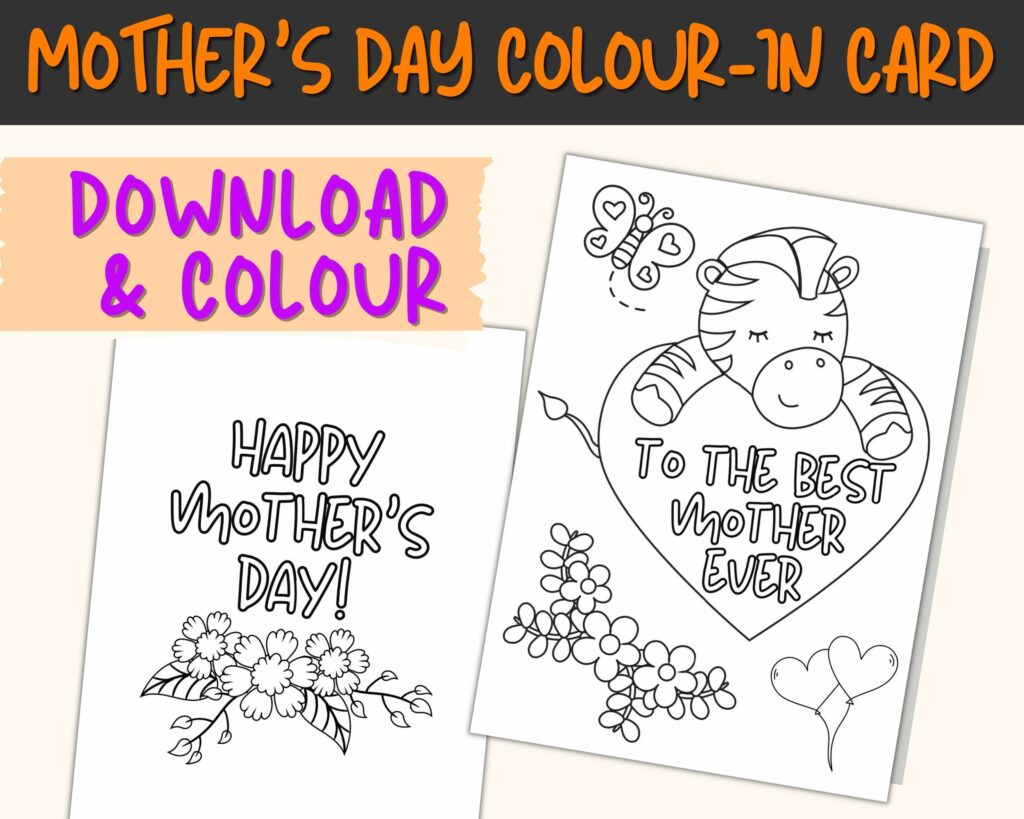 mother's day card colouring template