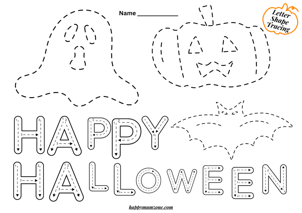 Halloween Shape Tracing and Letter Tracing